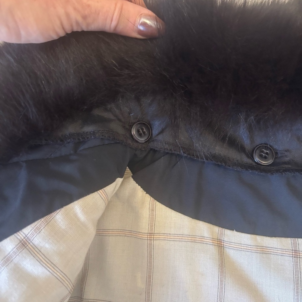 Black Quilted Lightweight Puffer Jacket with Removable Faux Fur Collar Size 8 - Picture 8 of 14